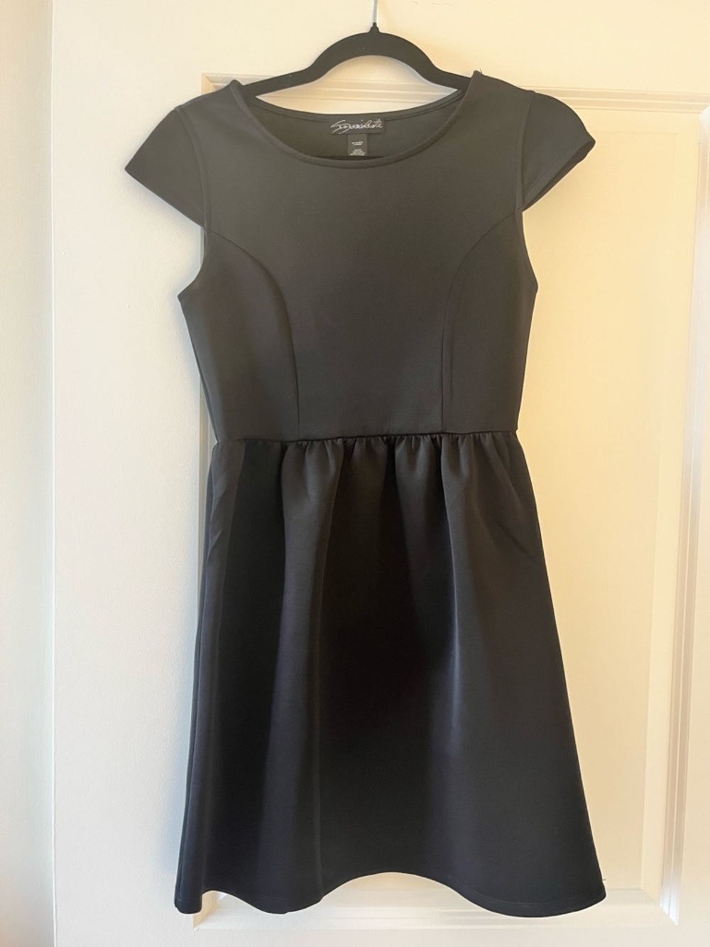 Black Cap Sleeve Fit-and-Flare Dress